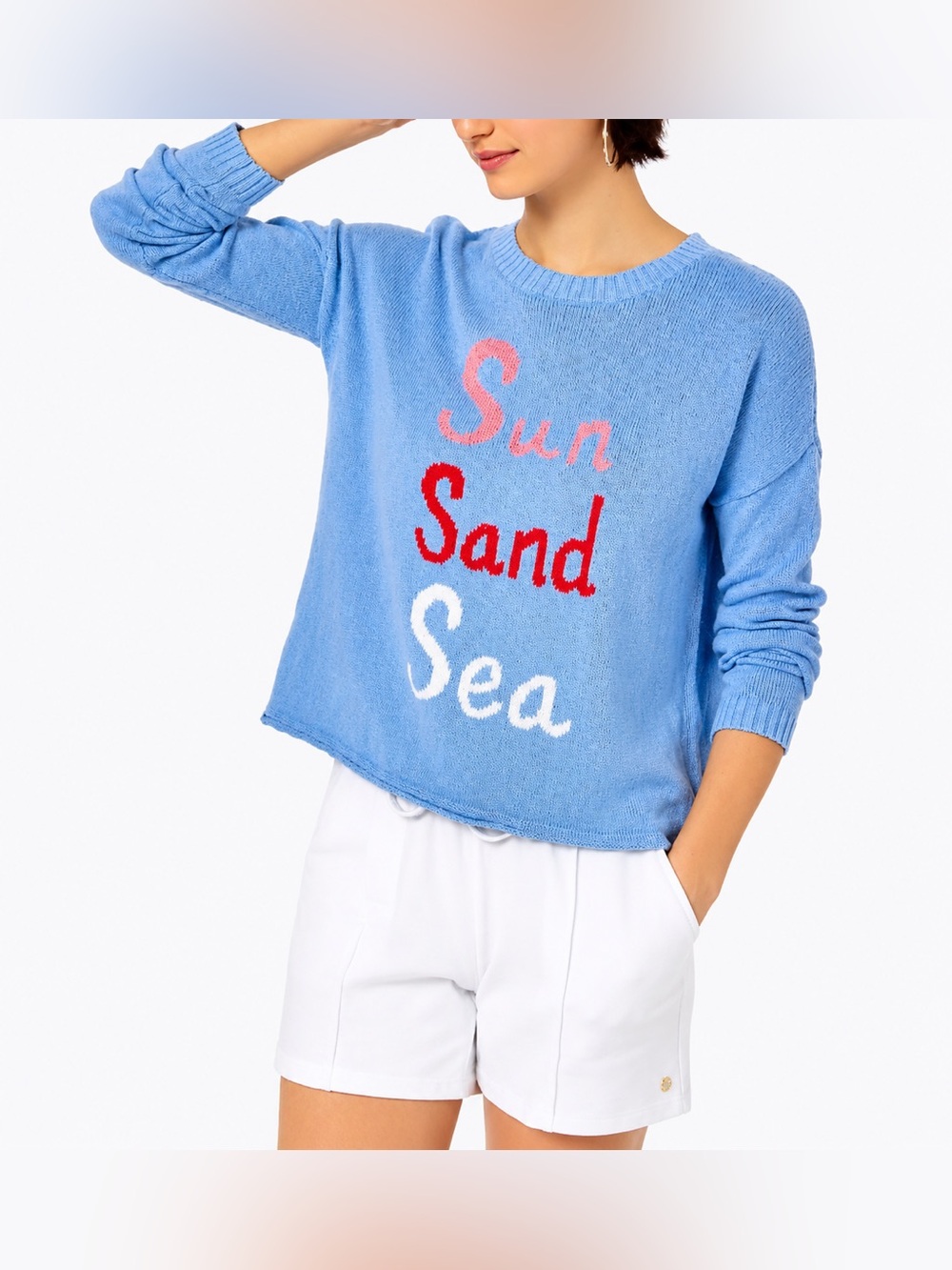 Lilly Pulitzer Pippy Sweater Blue Peri Sun Sand Sea Intarsia Knit Women’s Sz Xs